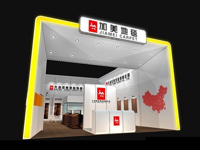 140平米展台设计制作：二面开口/现代/木质结构/白色，为纺织展展商而作（免费使用）