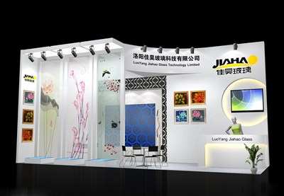 27平米展台设计制作：二面开口/现代/木质结构/白色，为工艺品展展商而作（免费使用）