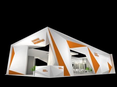 200平米展台设计制作：三面开口/现代/木质结构/白色，为卫浴展展商而作（免费使用）