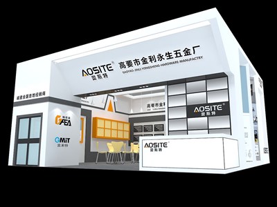 81平米展台设计制作：一面开口/现代/木质结构/白色，为五金展展商而作（免费使用）