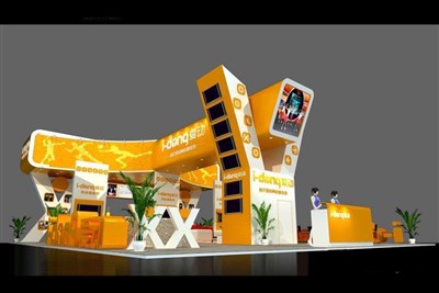 200平米展台设计制作：四面开口/前卫/木质结构/橙色，为体博会展商而作（免费使用）