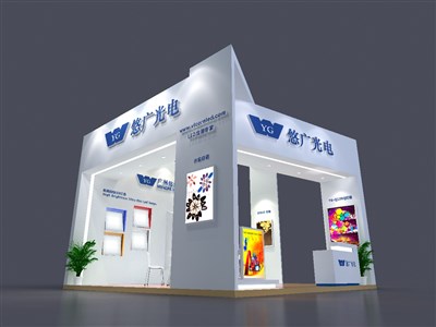 36平米展台设计制作：三面开口/前卫/木质结构/白色，为照明展展商而作（免费使用）