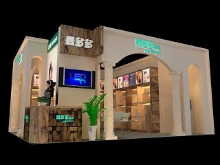 42平米展台设计制作：二面开口/欧式/木质结构/米色，为婚博会展商而作（免费使用）