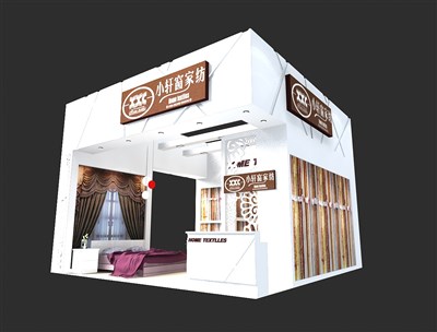 36平米展台设计制作：一面开口/现代/木质结构/白色，为纺织展展商而作（免费使用）