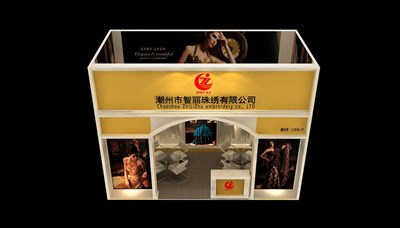 18平米展台设计制作：一面开口/现代/木质结构/黄色，为服装展展商而作（免费使用）