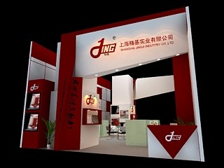 72平米展台设计制作：二面开口/现代/木质结构/红色，为汽配展展商而作（免费使用）