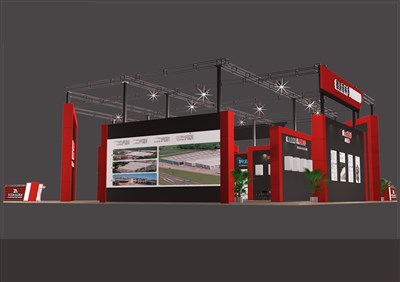 225平米展台设计制作：四面开口/现代/桁架结构/红色，为家电展展商而作（免费使用）