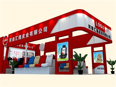 72平米展台设计制作：三面开口/现代/木质结构/红色，为汽配展展商而作（免费使用）