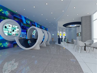 163.2平米展厅设计制作：前卫/蓝色，产品类展厅-福建捷联电子有限公司展厅（免费使用）