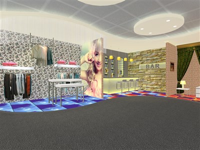 64平米展厅设计制作：前卫/米色，产品类展厅-广州优伟服装展厅（免费使用）