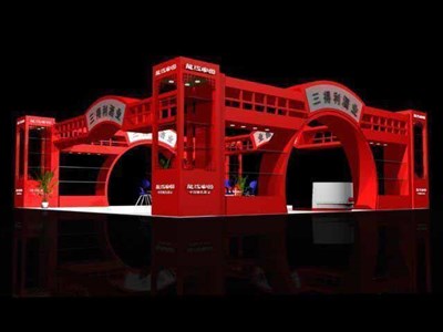 100平米展台设计制作：四面开口/中式/木质结构/红色，为糖酒展展商而作（免费使用）