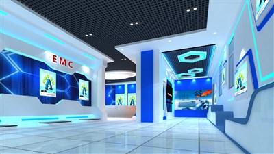 181.4平米展厅设计制作：现代/蓝色，产品类展厅-恒大微波展厅（免费使用）