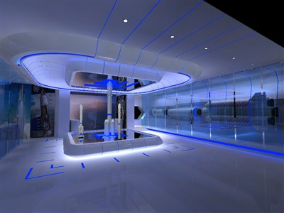 156平米展厅设计制作：现代/蓝色，教育类展厅-航空航天展厅（免费使用）