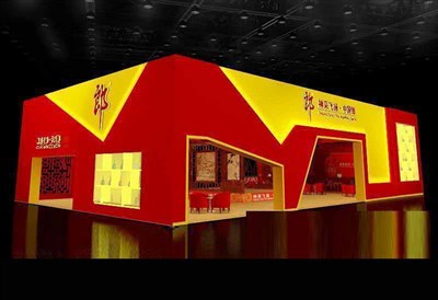 360平米展台设计制作：四面开口/中式/木质结构/红色，为糖酒展展商而作（免费使用）