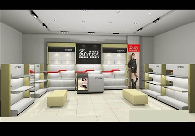 28.6平米展厅设计制作：现代/白色，产品类展厅-ST.FOX女士鞋展厅（免费使用）