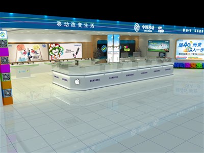 102.4平米展厅设计制作：现代/蓝色，产品类展厅-中国移动展厅（免费使用）
