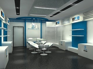 43.2平米展厅设计制作：现代/蓝色，产品类展厅-派高产品展厅（免费使用）