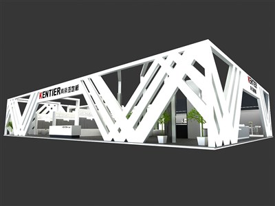 400平米展台设计制作：三面开口/现代/木质结构/白色，为建材展展商而作（免费使用）