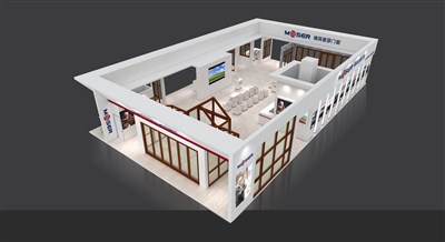 292.5平米展台设计制作：四面开口/现代/木质结构/米色，为建材展展商而作（免费使用）